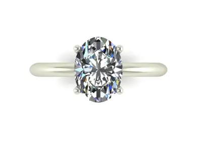 Solitaire Oval Diamond Ring 3D print model