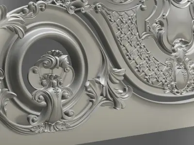 Baroque bed headboard for engraving on a CNC machine 3D print model