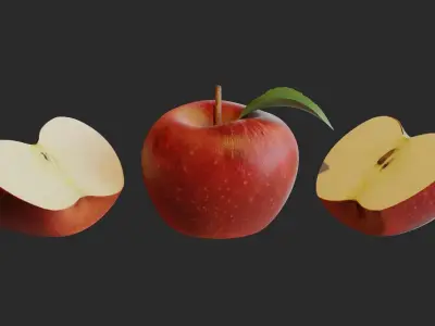 Red Apple Low-poly 3D model