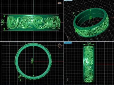 wedding ring with a pattern 1110 3D print model