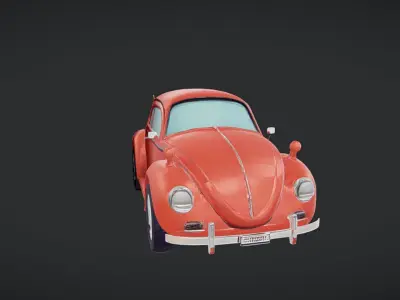 classic red Volkswagen Beetle car 3D model