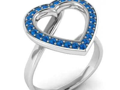 Heart Cluster Halo Ring 3D print model