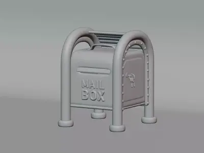Cartoon Mailbox Low-poly 3D model