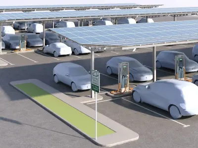 Solar battery charging parking 3D model