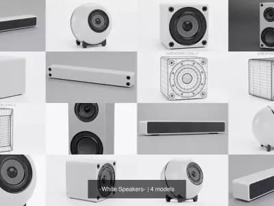 -White Speakers- 3D Model Collection