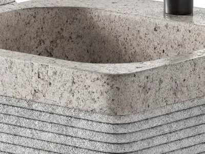 Stone Sink with Rectangular Standing Pedestal 2 color options 3D model