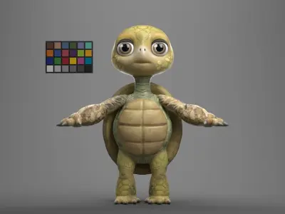 TURTLE GAME READY CHARACTER LOW POLY RIGGED Low-poly 3D model