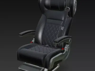 Luxury Car Seat Black Leather Reclining Chair 3D model