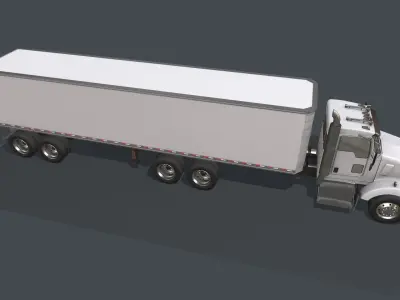 Kenworth T800 Box Trailer Low-poly 3D model