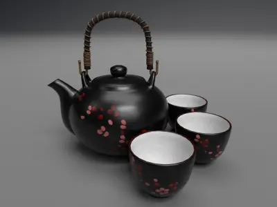 Oriental Tea Sets Low-poly 3D model