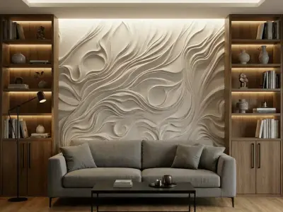 modern panel wall decor set relief stl mural CNC 188  3D model