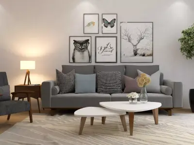 Scandinavian Living Room 3D model