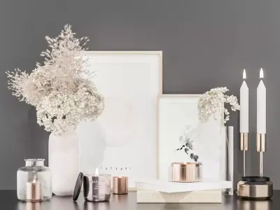 Decorative set with hydrangea and pampas grass 3D model