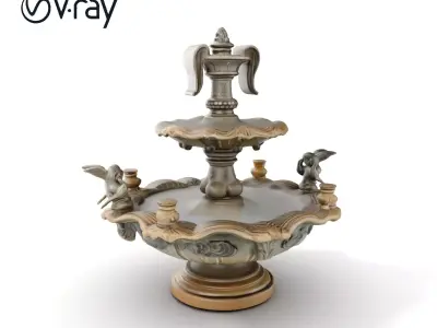 Ornate Tiered Fountain with Cherubs D Model Pack Low-poly 3D model
