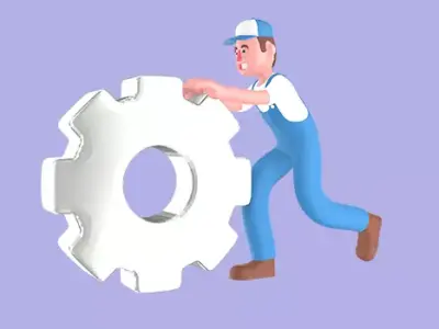 Stylized 3D Male Mechanic Character - Cartoon Smiling Tire Pose 3D model