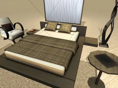 Low-Poly Luxury Bed Room collection 3d model Low-poly 3D model