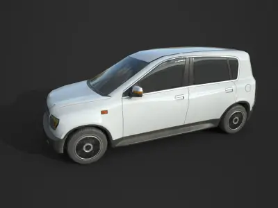 Generic Hatchback  01 Dirty White Low-poly 3D model
