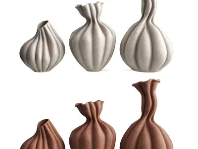 Pumpkin vases Low-poly 3D model