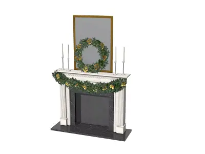Christmas Firestone Mantel Low-poly 3D model