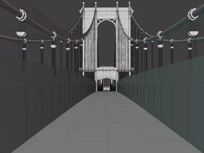 New York Manhattan Bridge Low-poly 3D model