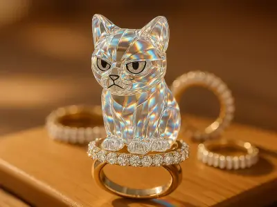 mew cat purrfect colored ring Low-poly 3D model