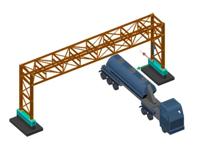 Pipe bridge 3 levels 21m long 3400mm wide 6200mm clearance 3D model