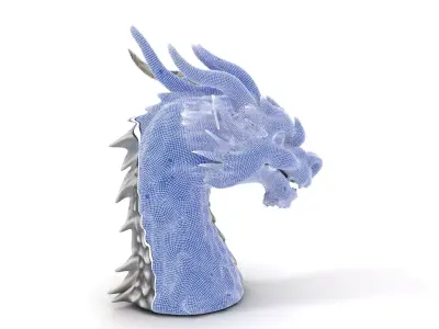 Silver Dragon Head model pack Low-poly 3D model