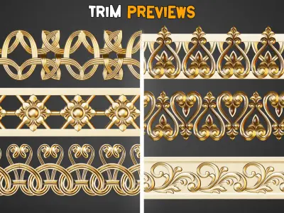 50 Ornamental Trim Brushes    Vol 43 Low-poly 3D model