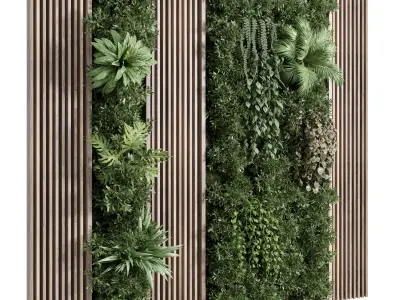 Vertical graden wooden frame wooden wall decor Low-poly 3D model