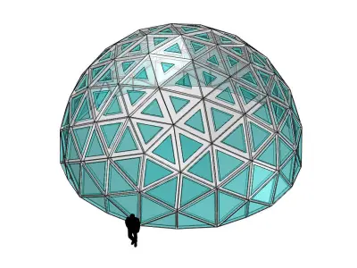 Geodesic Dome with Dynamic Perforations and glass panels 3D model