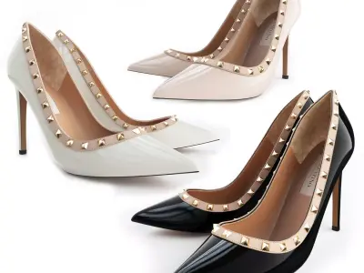 Valentino Rockstud Patent Leather 100mm High Heels 3D model