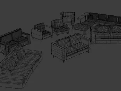 Armchairs Pack Low-poly 3D model