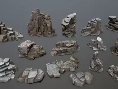 cliff rocks Low-poly 3D model