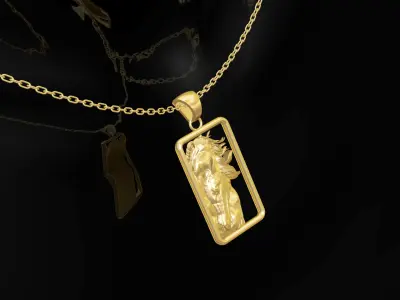 Horse Head gold pendant jewelry 3D print model