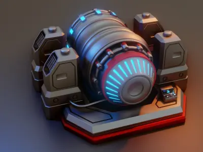 Sci-Fi Power Generator - Low Poly - Game Ready - PBR Low-poly 3D model