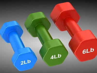 Dumbbell Set three dumbbells with different weights Low-poly 3D model