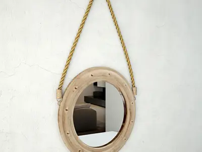 Round Metal Jute Mirror by ZARA HOME 3D model