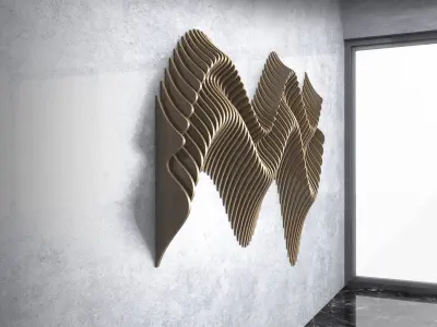  Parametric Wavy Wooden Wall Decor - 24 - CNC files for cutting 3D model