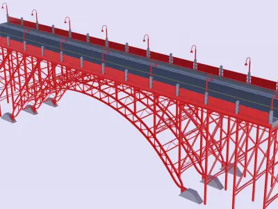 Steel road bridge PBR 3D model