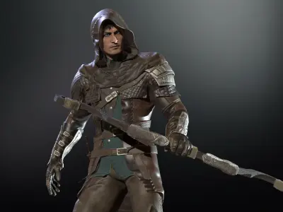 NPC Archer Low-poly 3D model