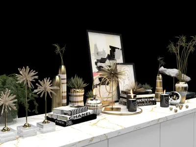 Decorative Set shabby chic sideboard - sims - home decor 3D model