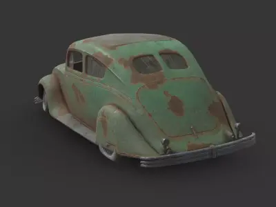Abandoned Car - Chrysler Imperial Airflow Low-poly 3D model