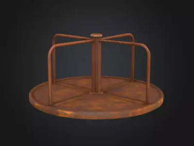 Rustic Spin Carousel Low-poly 3D model