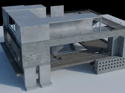 Modular Construction Building Site Free low-poly 3D model