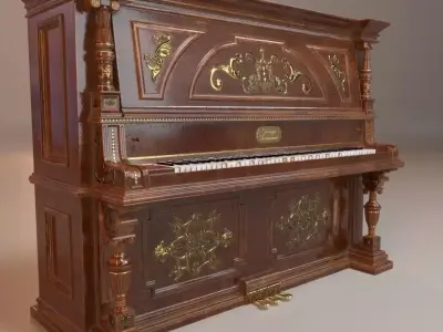 PBR Vintage Piano Low-poly 3D model
