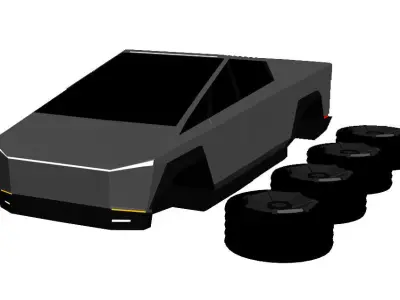 CyberTruck futuristic vehicle Low-poly 3D model