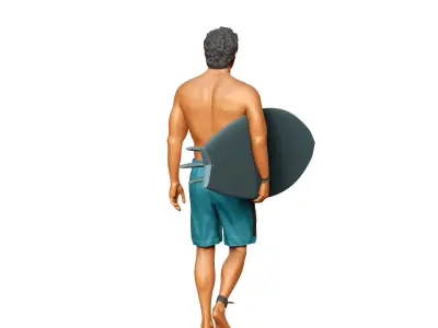 N3 SURFER WITH SURFBOARD IS SURFING 3D print model