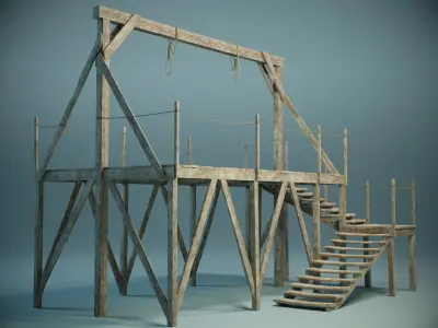 Gallows Scaffold PBR Low-poly 3D model