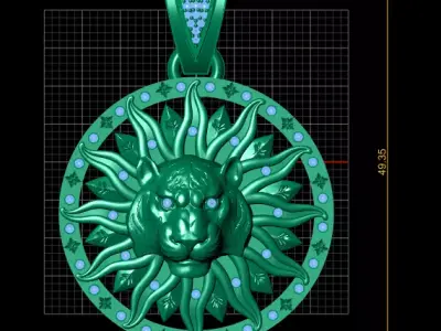 LION SUN PENDANT 3D PRINTABLE MODEL 3D print model