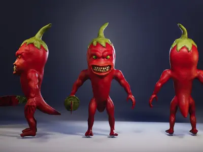 Pepper mutant monster Low-poly 3D model